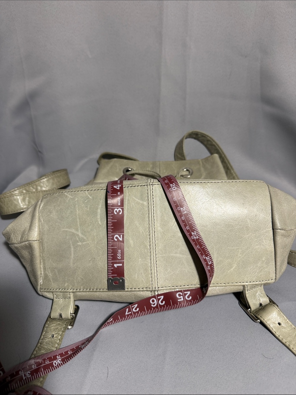 HOBO Leather Drawstring Backpack in Light Gray - Picture 6 of 6